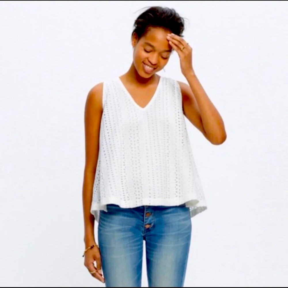 Madewell Open Back Eyelet White Tank-M